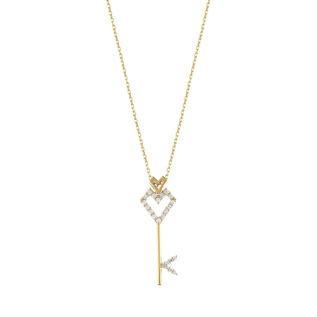 0.12 Karat Pırlantalı Aşkın Anahtarı Kolye