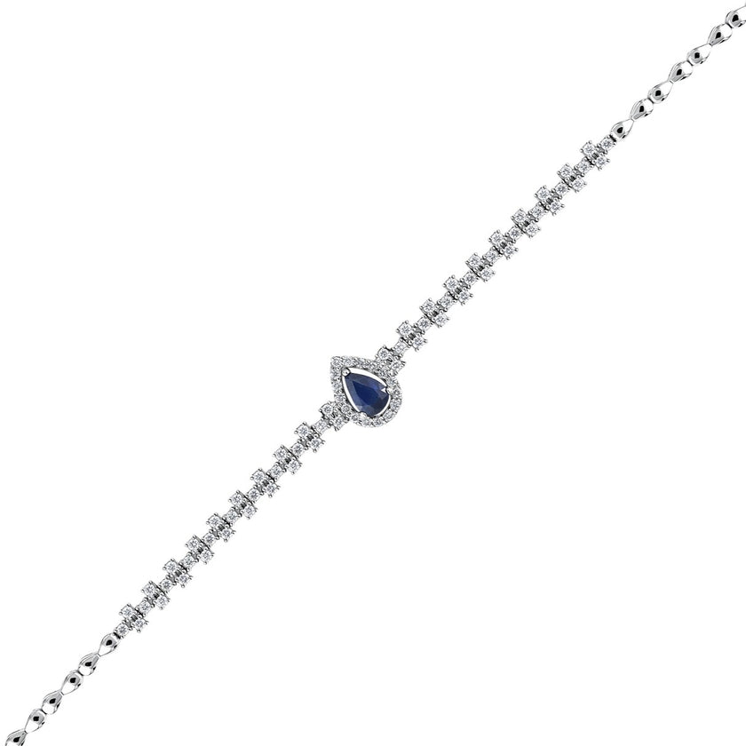 0,92 Karat Pırlanta Safir Bileklik | Aşk Pırlanta