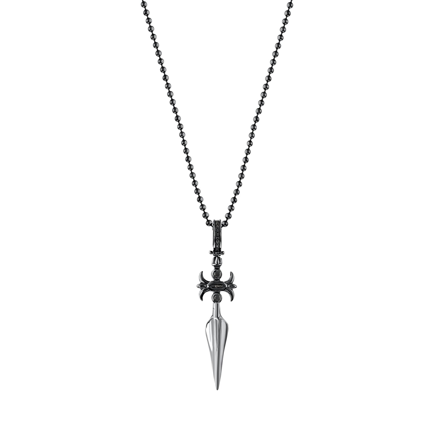 0,22 Karat Siyah Pırlantalı Altın Erkek Kolye