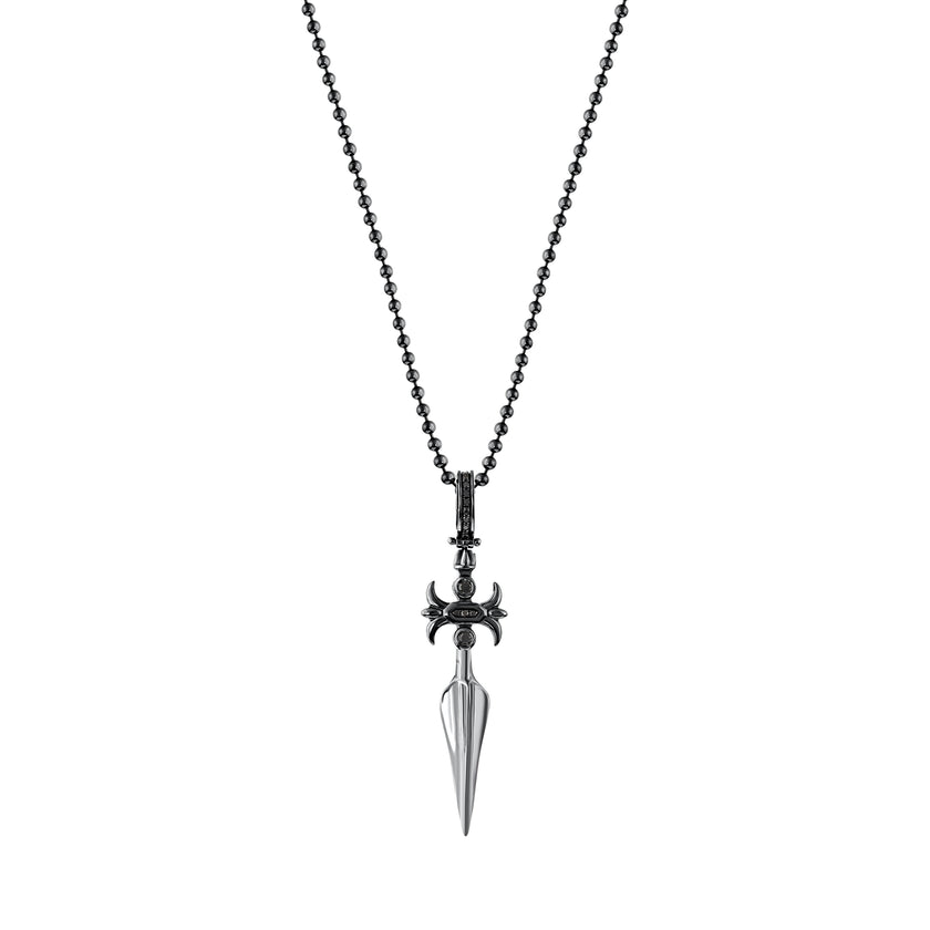 0,22 Karat Siyah Pırlantalı Altın Erkek Kolye