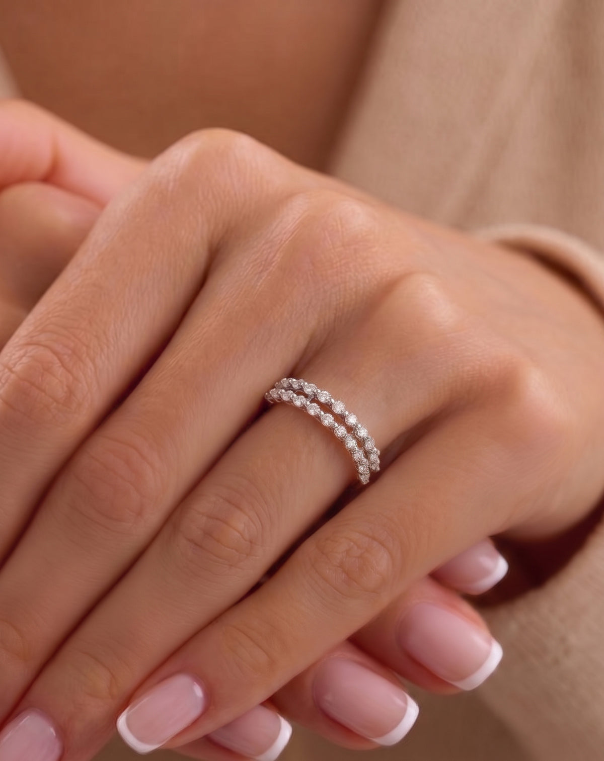0,48 Karat Pırlantalı Özel Tasarım Yarımtur Yüzük