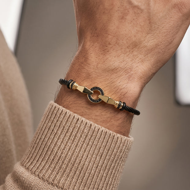 0,23 Karat Siyah Pırlantalı Altın Erkek Bileklik