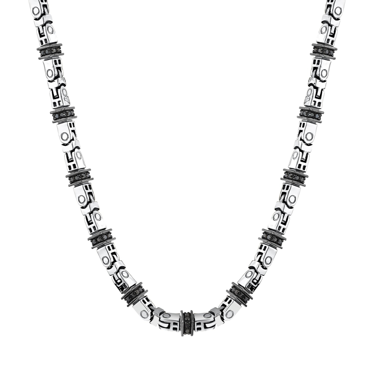 3,54 Karat Siyah Pırlantalı Gümüş Erkek Kolye