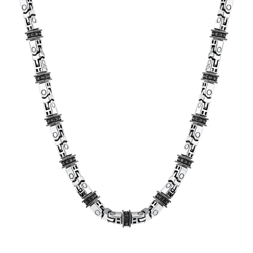 3,54 Karat Siyah Pırlantalı Gümüş Erkek Kolye