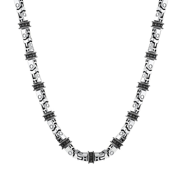 3,54 Karat Siyah Pırlantalı Gümüş Erkek Kolye