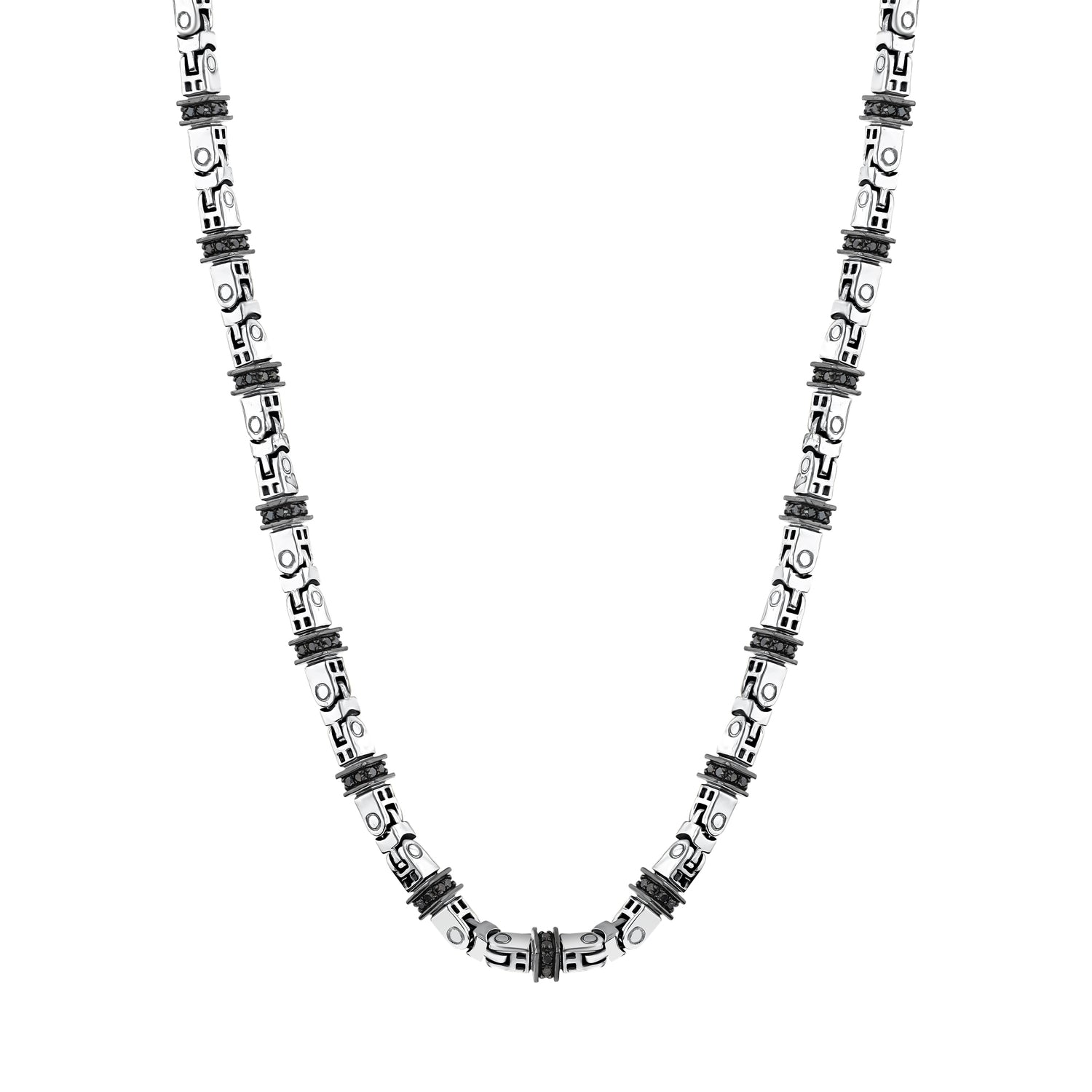 3,54 Karat Siyah Pırlantalı Gümüş Erkek Kolye