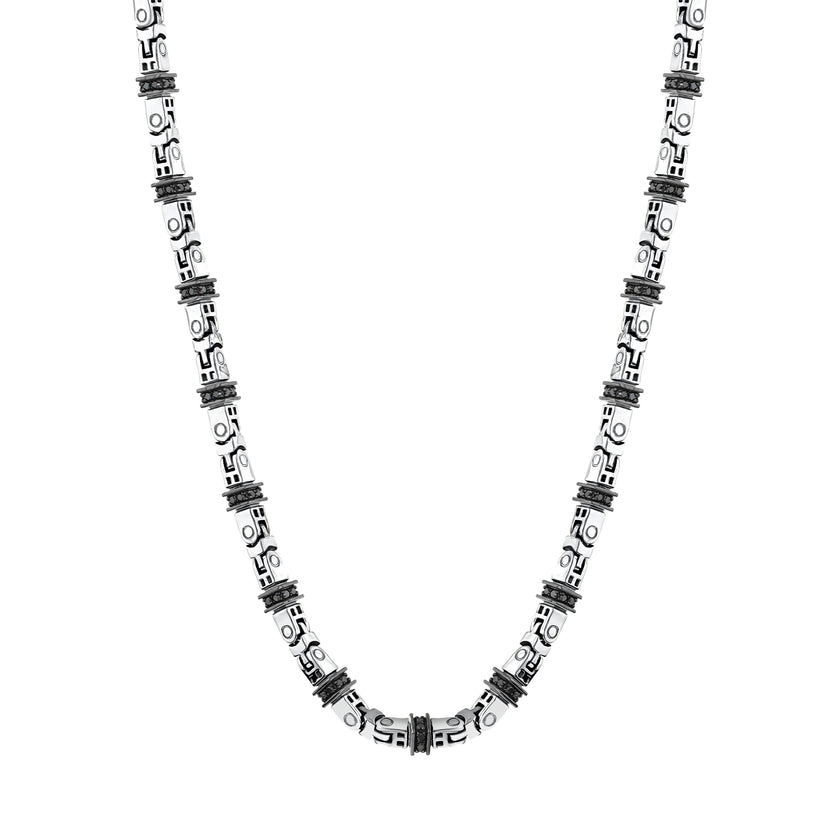 3,54 Karat Siyah Pırlantalı Gümüş Erkek Kolye