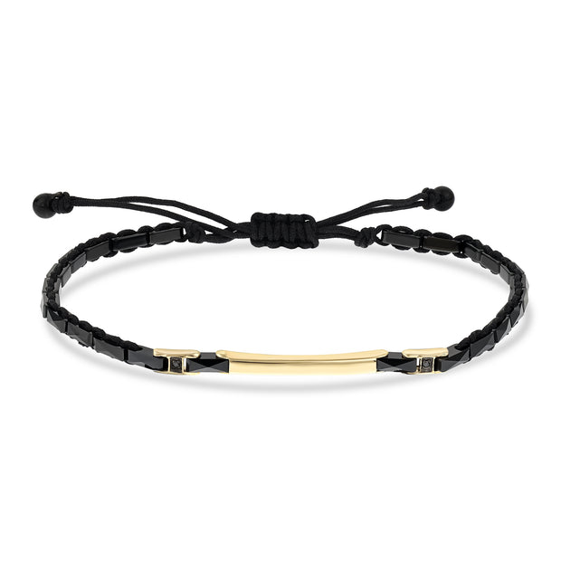 0,01 Karat Siyah Pırlantalı Altın Erkek Bileklik