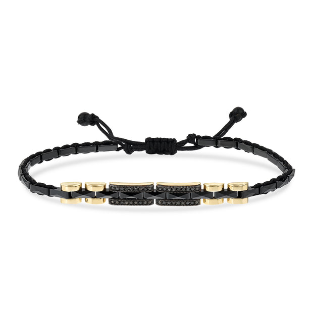 0,25 Karat Siyah Pırlantalı Altın Erkek Bileklik
