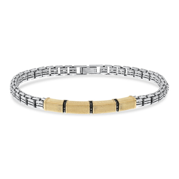 0,15 Karat Siyah Pırlantalı Altın Erkek Bileklik