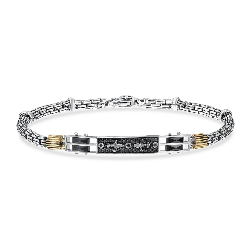 0,03 Karat Siyah Pırlantalı Altın Erkek Bileklik