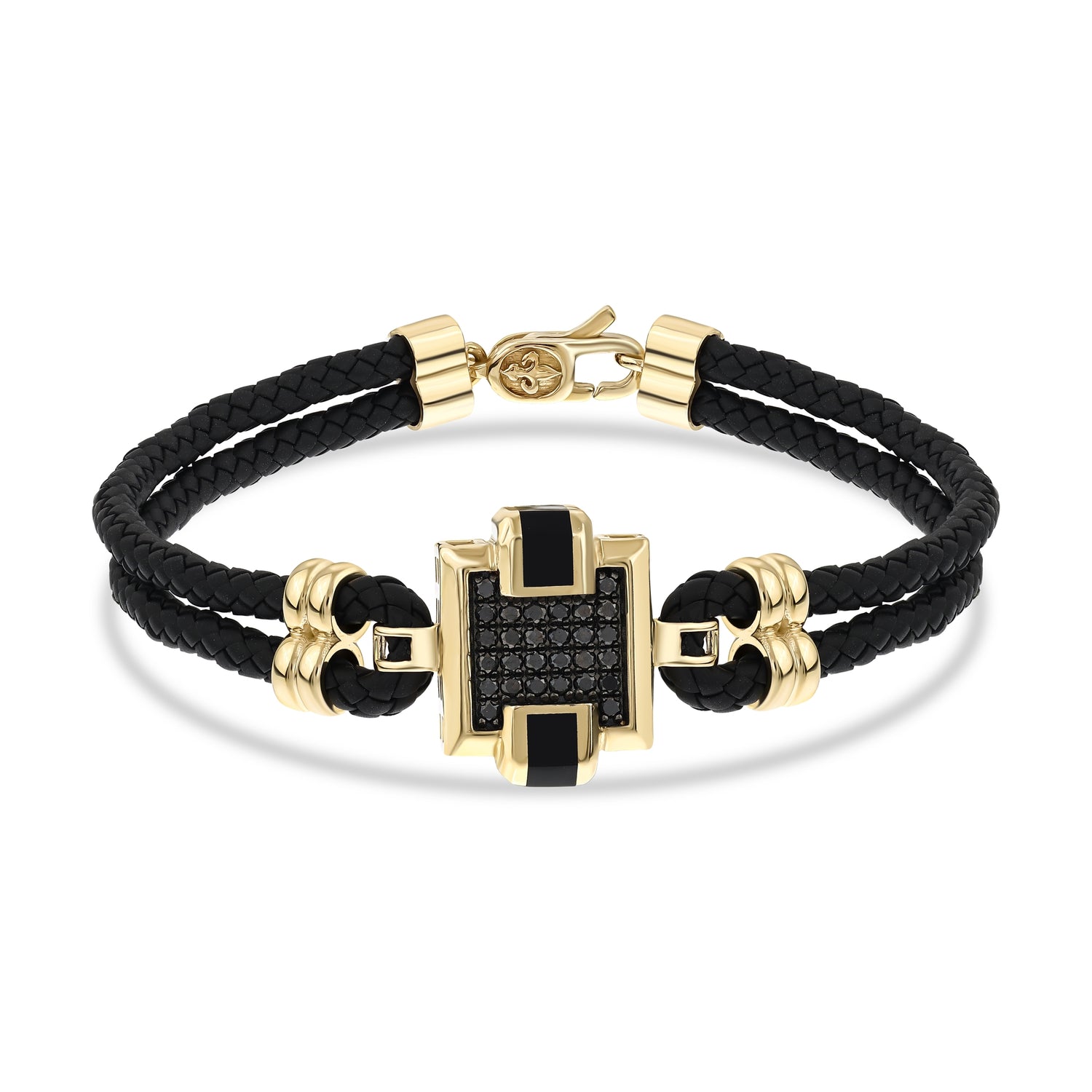 0,33 Karat Siyah Pırlantalı Altın Erkek Bileklik