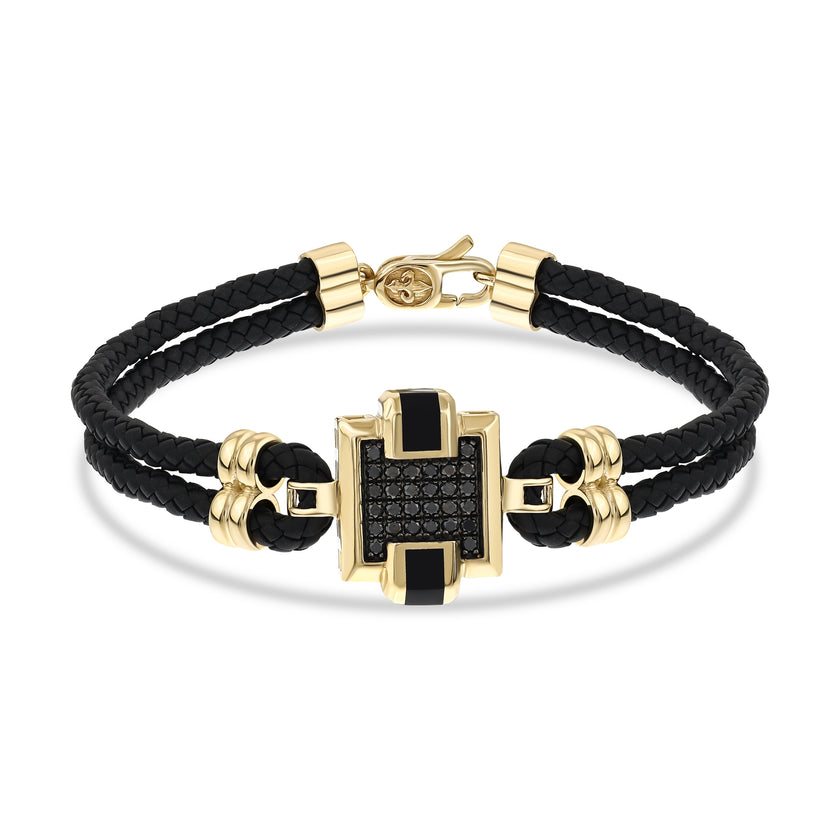 0,33 Karat Siyah Pırlantalı Altın Erkek Bileklik