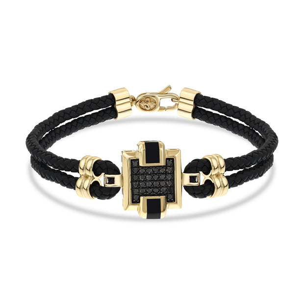 0,33 Karat Siyah Pırlantalı Altın Erkek Bileklik