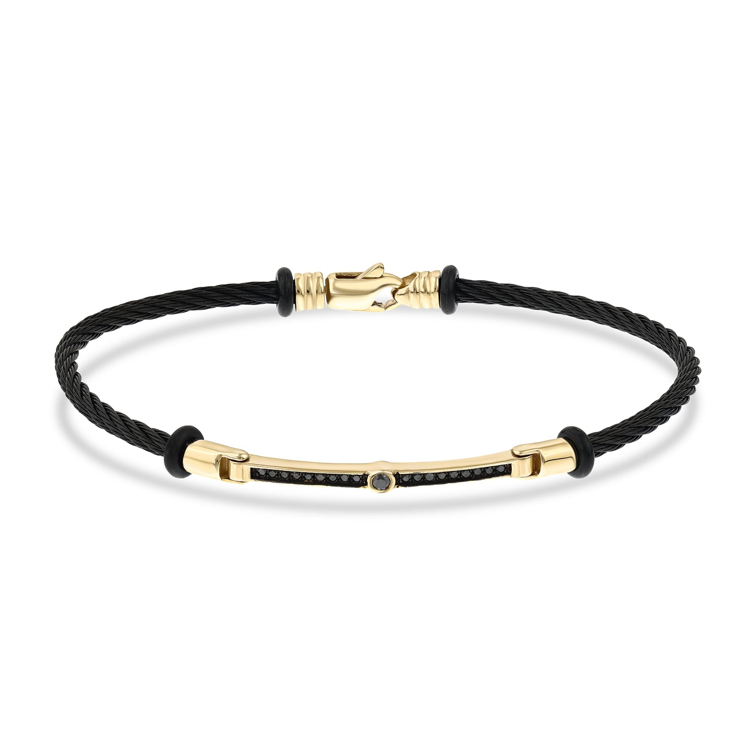 0,15 Karat Siyah Pırlantalı Altın Erkek Bileklik