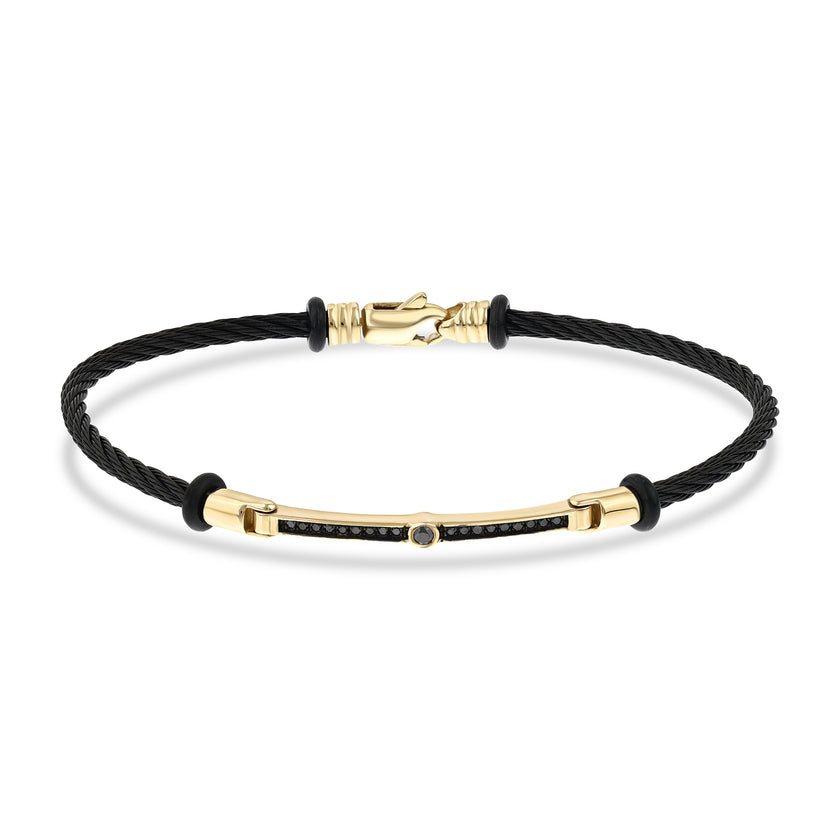 0,15 Karat Siyah Pırlantalı Altın Erkek Bileklik