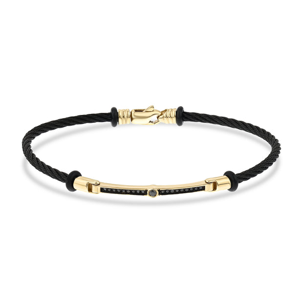 0,15 Karat Siyah Pırlantalı Altın Erkek Bileklik
