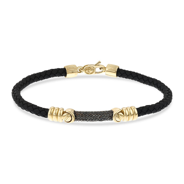 0,78 Karat Siyah Pırlantalı Altın Erkek Bileklik