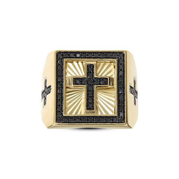 0,75 Karat Siyah Pırlantalı Altın Erkek Yüzük