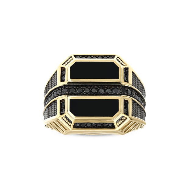 0,61 Karat Siyah Pırlantalı Altın Erkek Yüzük