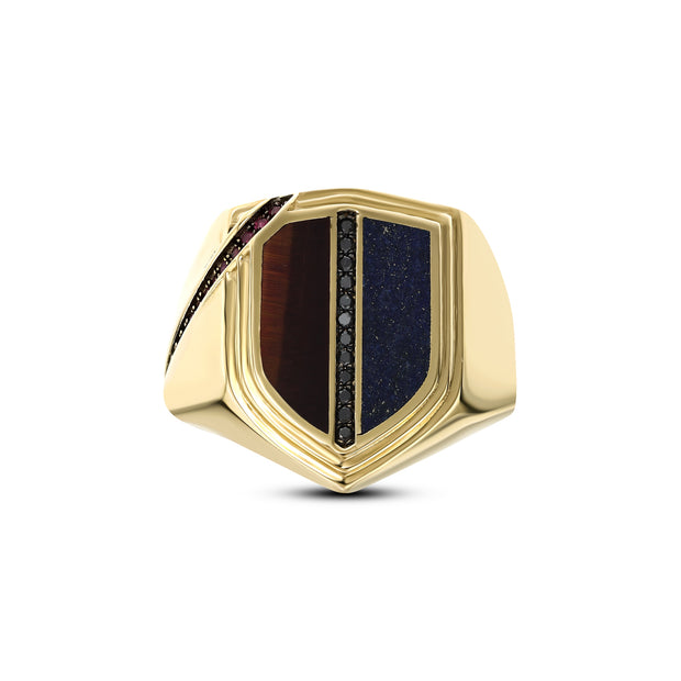 0,18 Karat Siyah Pırlantalı Altın Erkek Yüzük