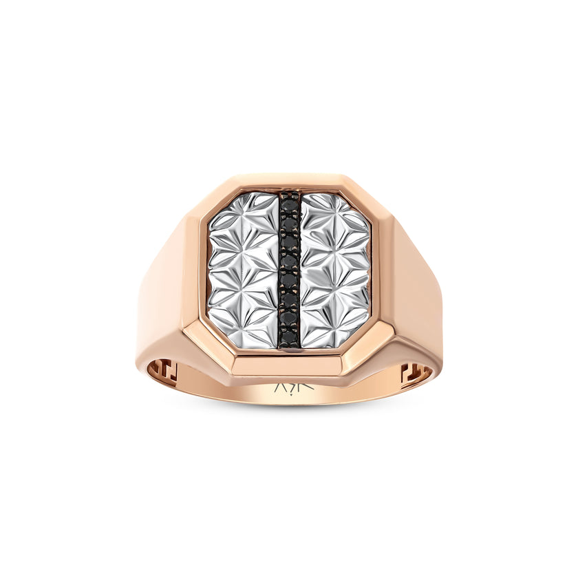 0,07 Karat Siyah Pırlantalı Altın Erkek Yüzük