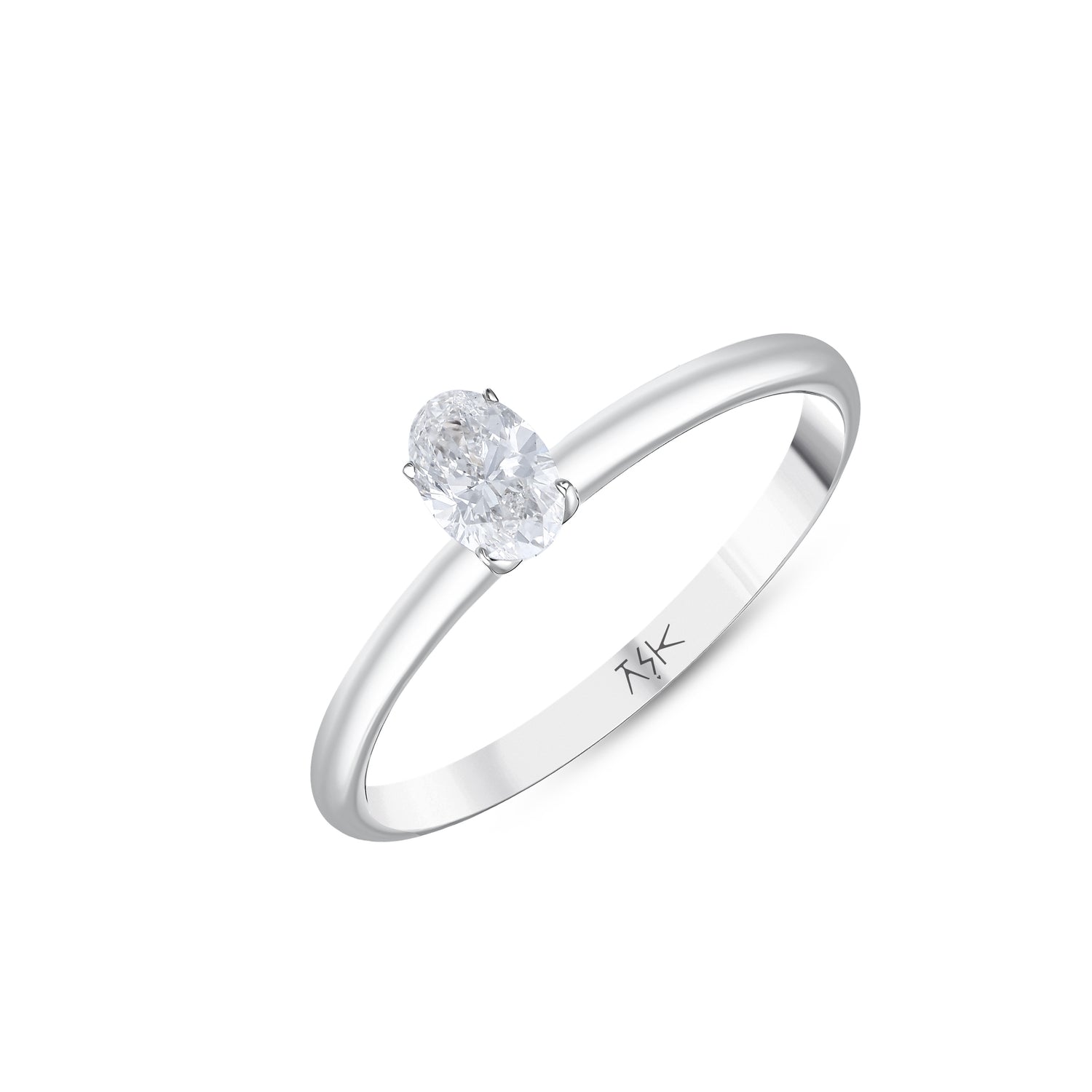 0,30 Karat Pırlanta Oval Tektaş Yüzük