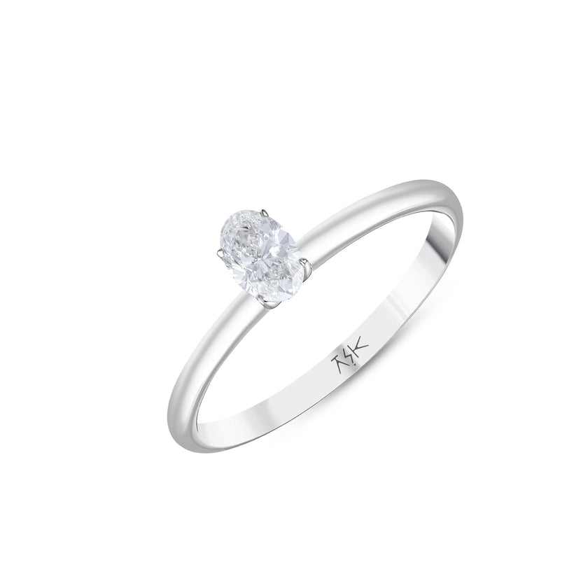 0,30 Karat Pırlanta Oval Tektaş Yüzük