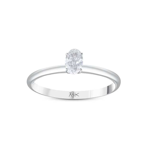 0,30 Karat Pırlanta Oval Tektaş Yüzük