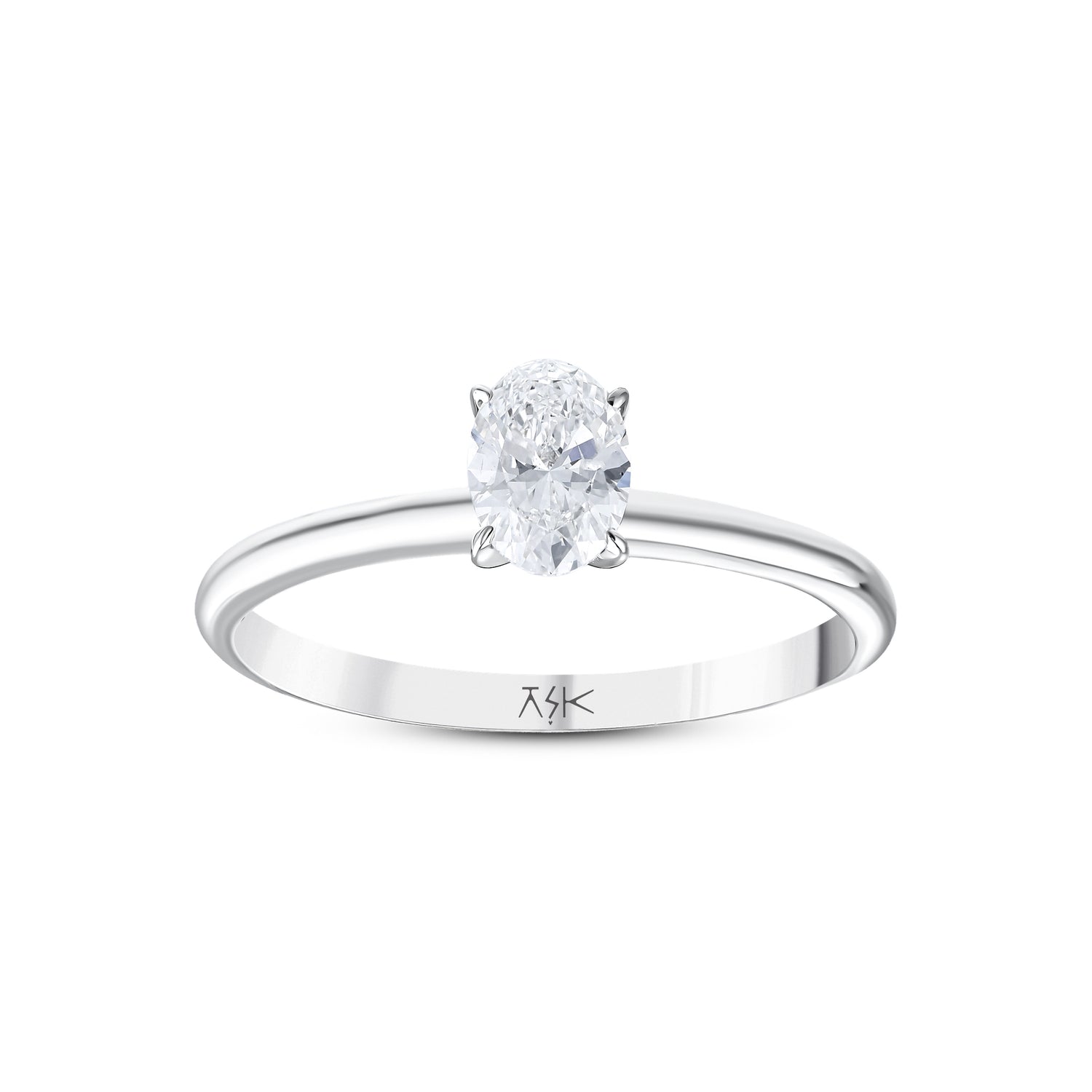 0,50 Karat Pırlanta Oval Tektaş Yüzük