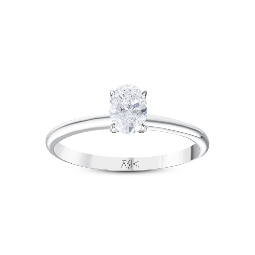 0,50 Karat Pırlanta Oval Tektaş Yüzük