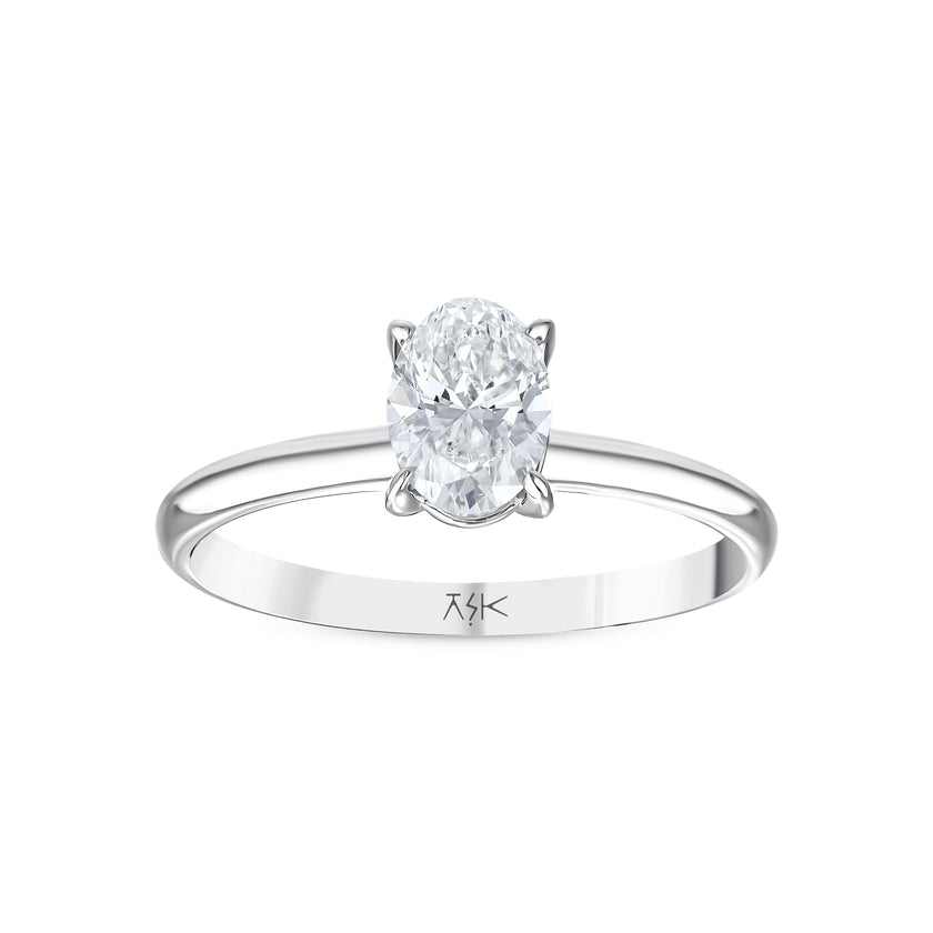 0,70 Karat Pırlanta Oval Tektaş Yüzük