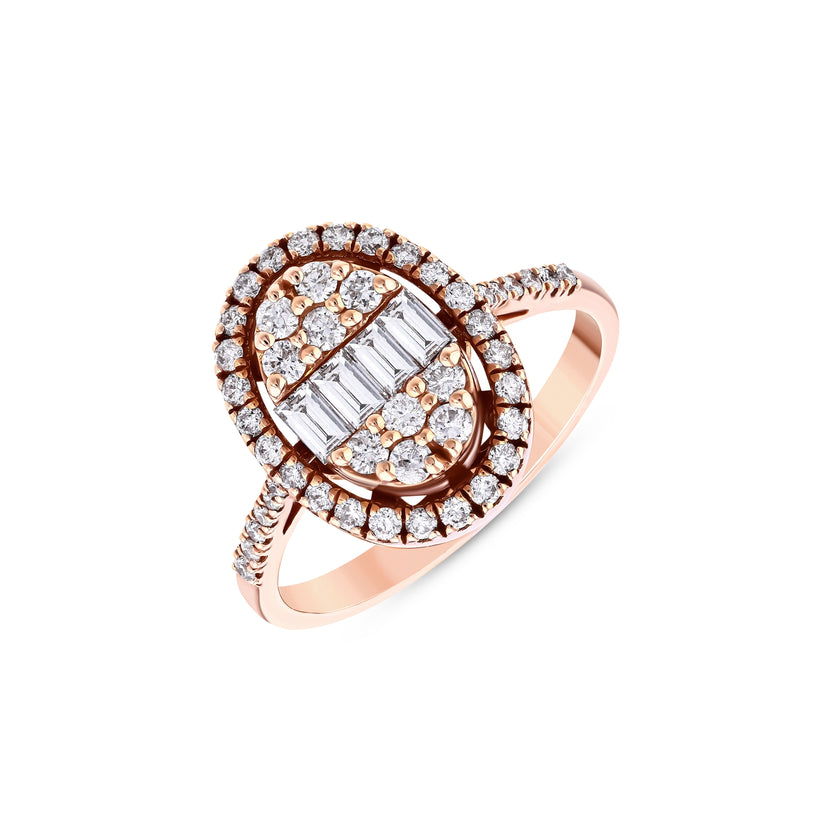 0,79 Karat Pırlantalı Oval Baget Yüzük