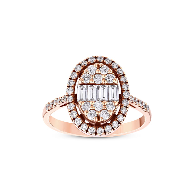0,79 Karat Pırlantalı Oval Baget Yüzük