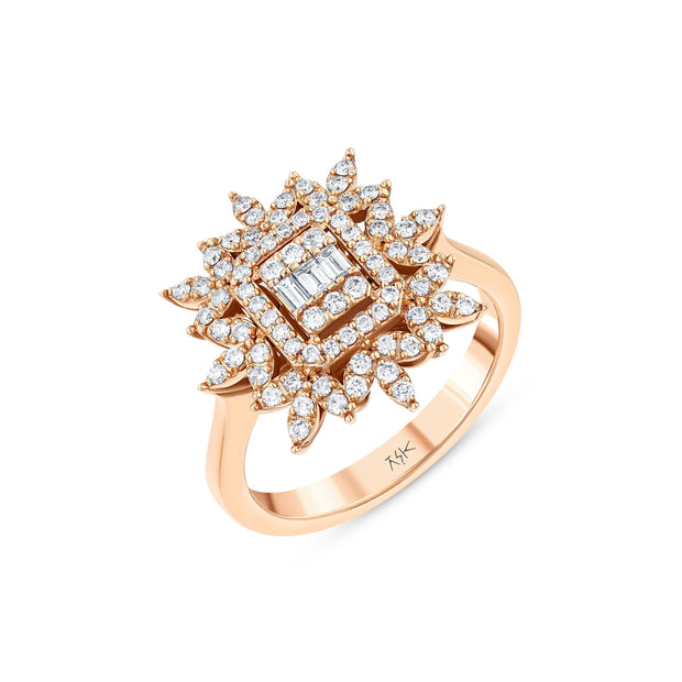 0,50 Karat Pırlantalı Özel Tasarım Baget Yüzük